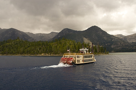 Lake tahoe, barco, ferry, agua, paisaje, naturaleza, embarcación náutica
