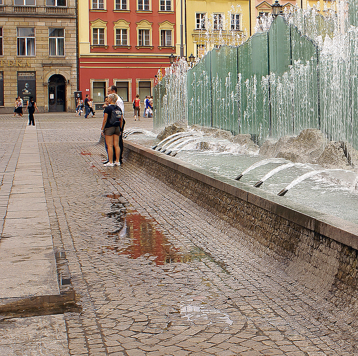 Wroclaw springvand, springvand, Wrocław, vand, markedet, rådhuset, området rådhus