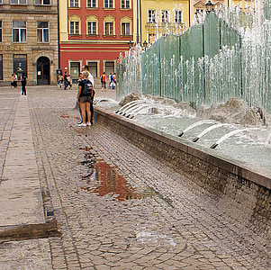 Wroclaw fontän, fontän, Wrocław, vatten, marknaden, Stadshuset, området stadshuset