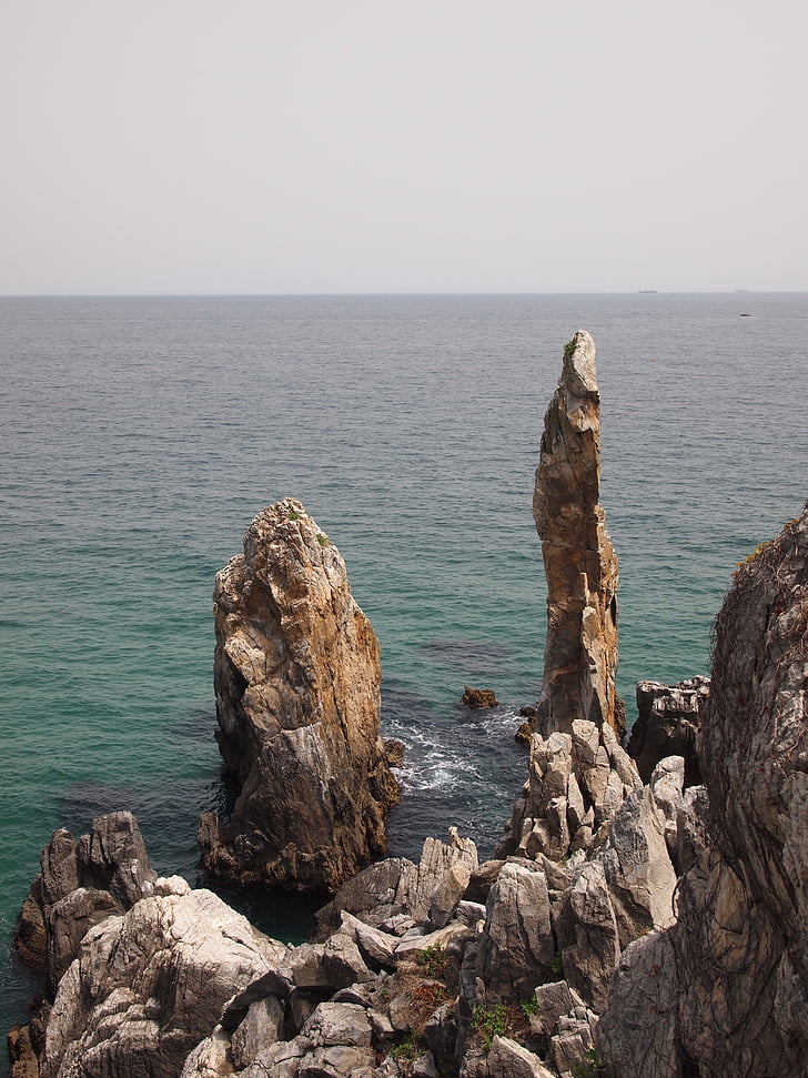 Republiken korea, havet, Ljusstake rock, Gangwon-do