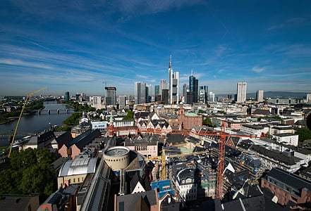 Frankfurt, Hesse, Nemčija, Skyline, nebotičnik, arhitektura, nebotičnikov