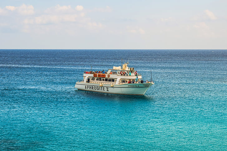 Cruise båd, havet, horisonten, blå, turisme, ferie, ferie