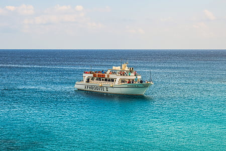 tengerjáró hajó, tenger, Horizon, kék, turizmus, Holiday, nyaralás