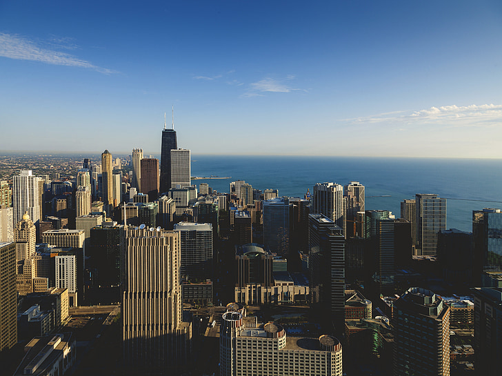 Chicago, Miasto, John hancock, panoramy Chicago, Skyline, Architektura, gród