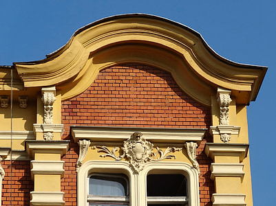 frontão, Bydgoszcz, Polônia, Gable, arquitetura, edifício, fachada