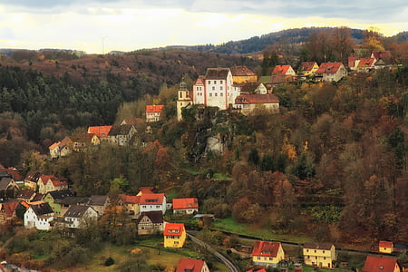 egloffstein, Nemecko, mesto, hory, Príroda, scénické, Príroda