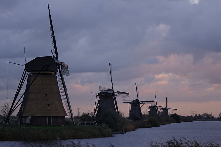 Windmill, Mill, Sky, Wing, byggnad, vind, Windräder