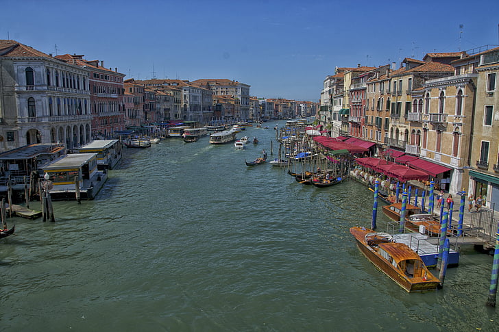 canale grande, venice, venezia, waterway, gondolas, water, italy