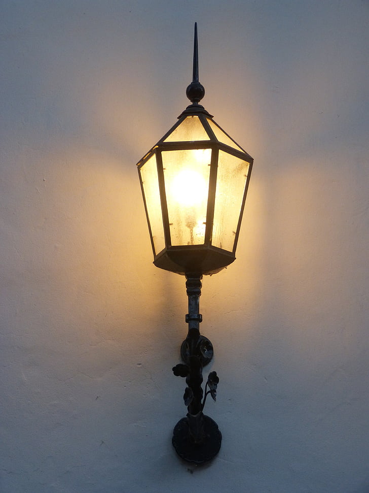 poste de luz, Lit, iluminação, lanterna, lâmpada, Crepúsculo