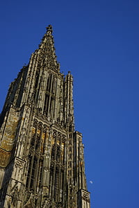 Münster, Ulm katedrāle, tornis, mēness, baznīca, DOM, katedrālē