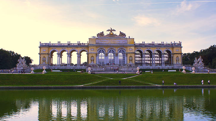 Palacio de Schönbrunn, Viena, Gloriette, agua, fuente, históricamente, Castillo
