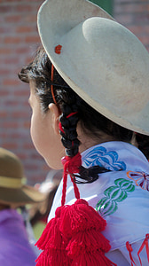 Děvče, klobouk, strana, Bolívie, Bolivijský