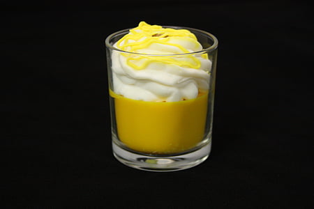 stearinlys, figur, citron, citron dessert, dessert, gult lys, glas