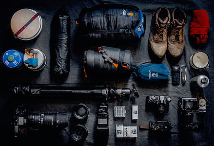 gaya hidup, perjalanan, peralatan, kamera, Kit, lensa, Tripod