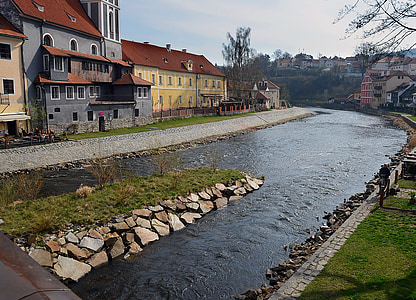 rivière, Tchèque, Krumlov, vue