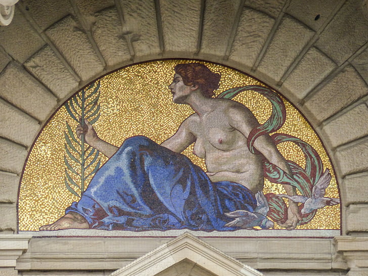 Mosaik, Kunstwerk, Gebäude, Haus, Regierung, München, Bayerische cancellery