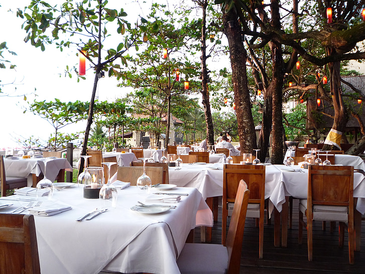 Indonezia, Bali, masa, mese tropicale, restaurant la malul mării, Restaurantul