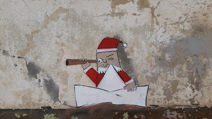 grafiti, Kalėdų senelis, sienos, tapyba, džiuginti, dažai, dizainas