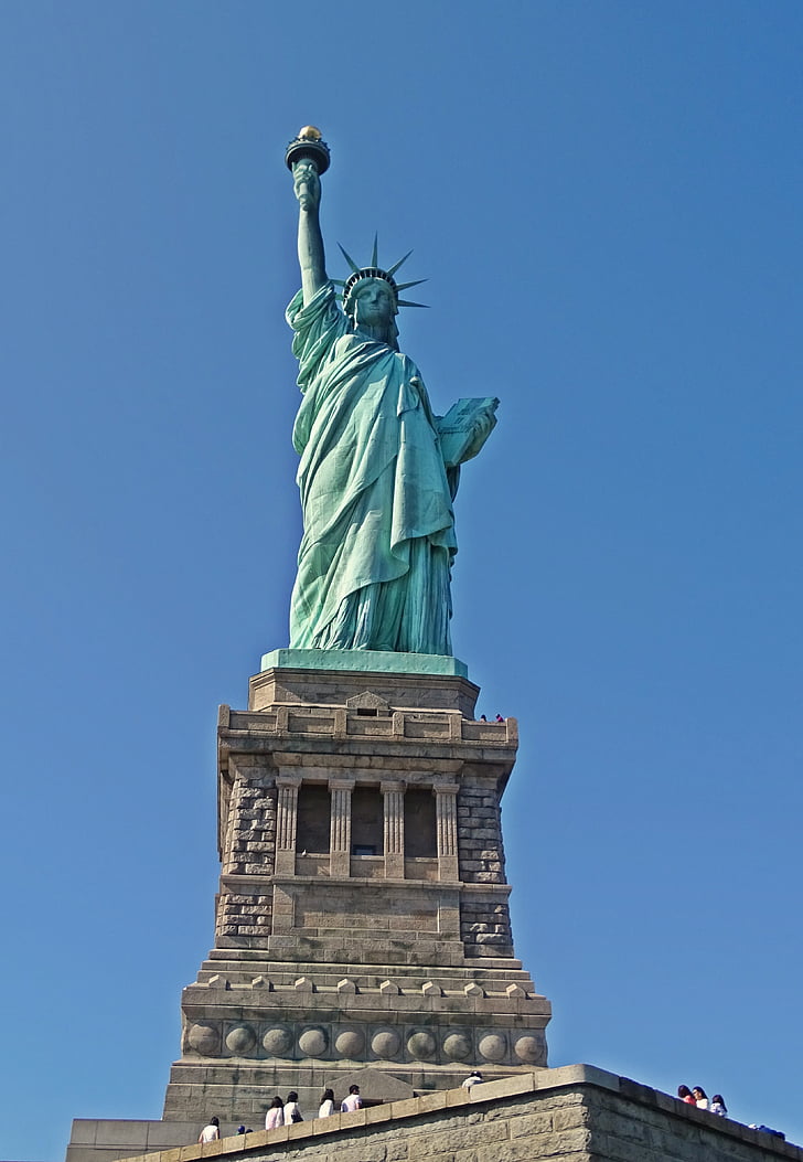 Amerika, NewYork, luft, blå, new york city, Frihetsgudinnan, staty
