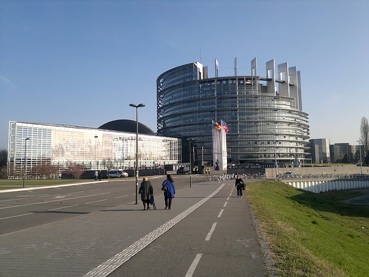 Evropski parlament, Strasbourg, Francija, arhitektura, Zunanjost objekta, zgrajene zgradbe