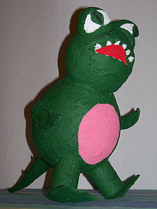 Dino, Tinker, vert, à la main, pâte à modeler, grenouille, jouets