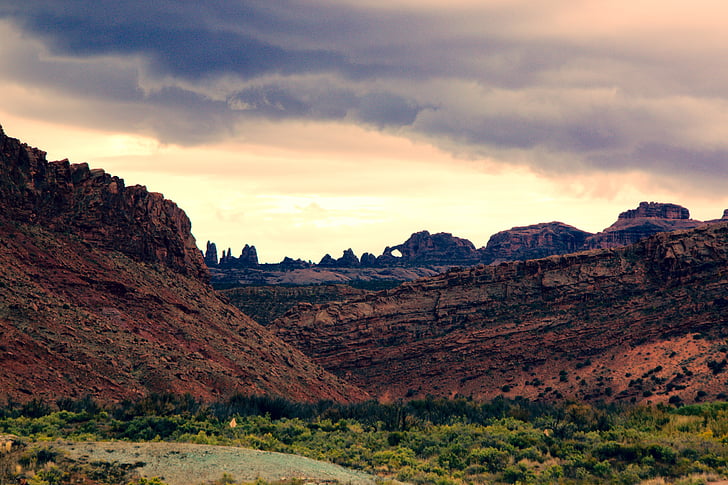 Národní park Arches, Utah, Moab, jihozápad, obloha, Příroda, parku