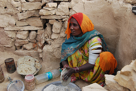 India, matlaging, ørkenen, chapatti, breadmaking, tørr, mat