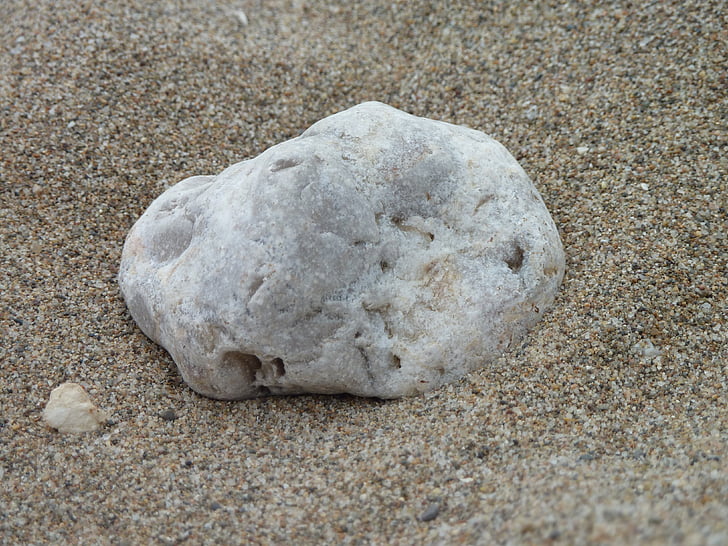 kamień, piasek, Plaża, Prat, Llobregat, Catalunya, Katalonia