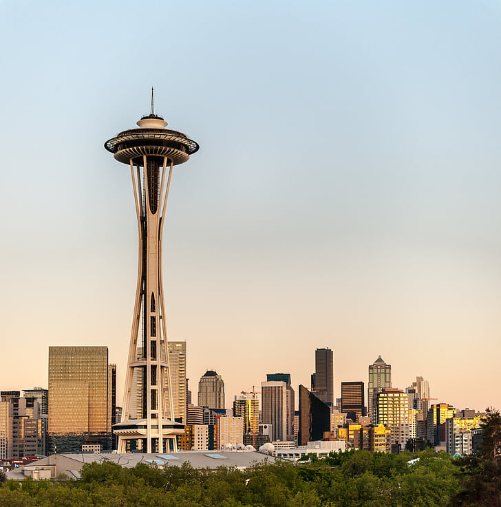 space, needle, buildings, structure, city, tower, skyline