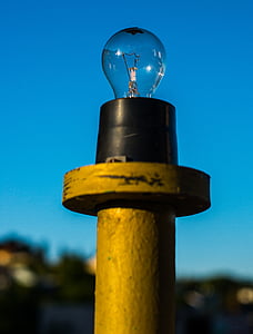 light, bulb, blue sky, symbol, lightbulb, technology, creativity