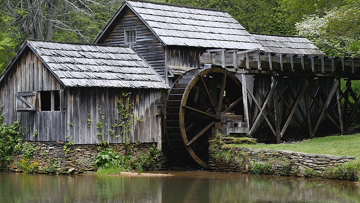 historia, Mill, gamla, vatten, arkitektur, historiska, vattenhjul