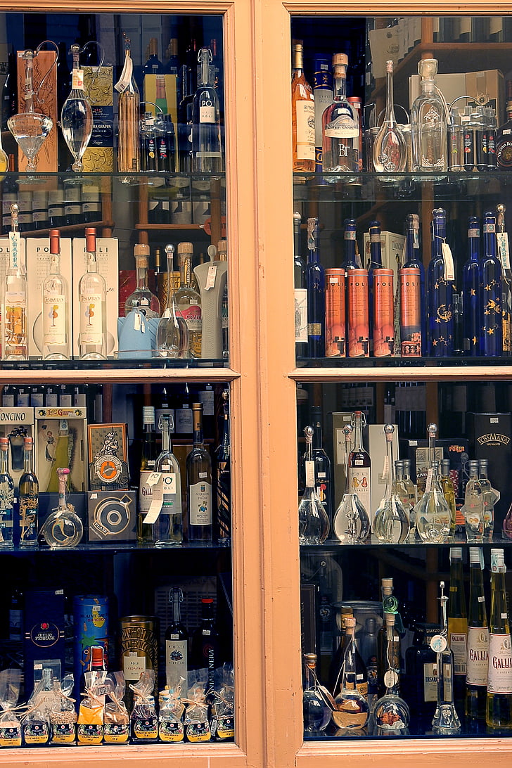 bottles, brandy, alcohol, spirits, consumption, glass, fruit spirit