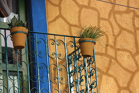 balkon, Mexico, reflectie, muur
