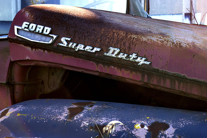 antiguo, coche, restos del naufragio, Vintage, oxidado, roto, Ford