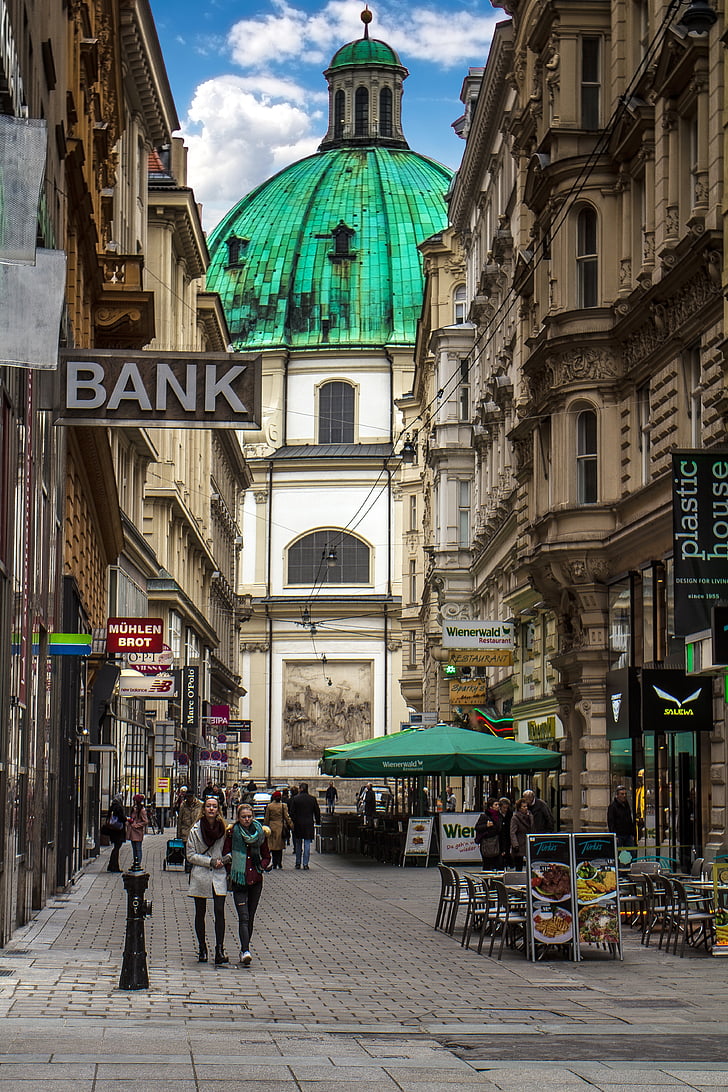vienna, old town, road, architecture, church