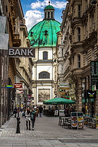 Wenen, oude stad, weg, het platform, kerk