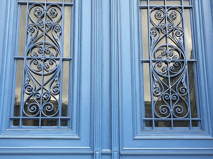 door, glass, grid