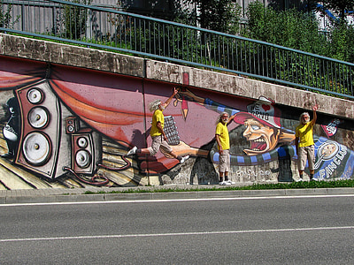 grafiti, grafiti dinding, Brno, Ceko, cat, semprot, Street
