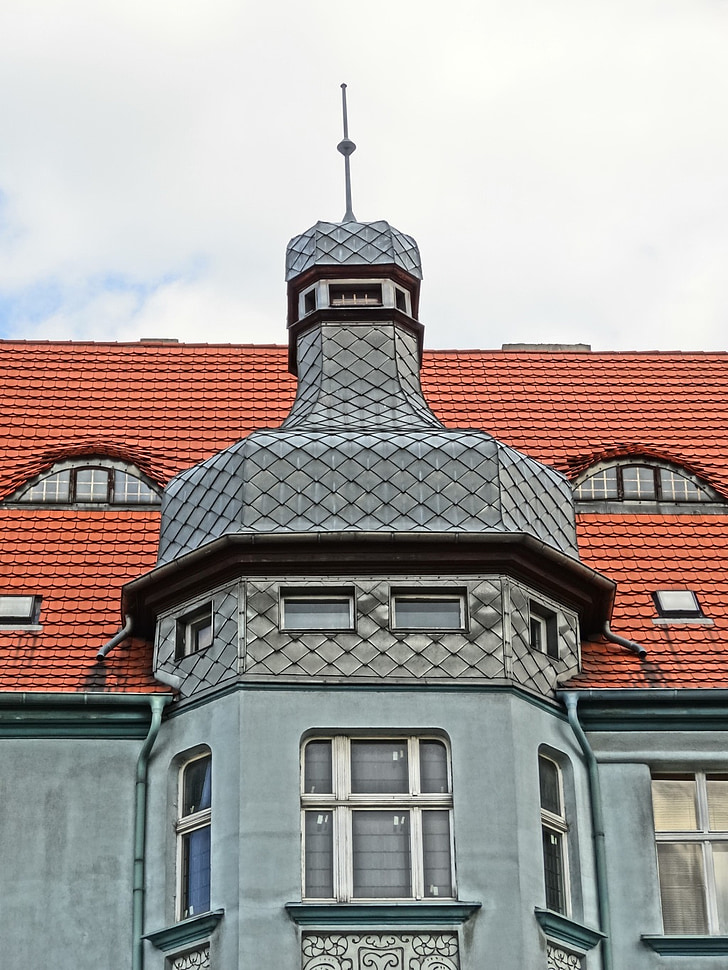 carrer de mickiewicza, Bydgoszcz, torreta, edifici, façana, arquitectura, casa
