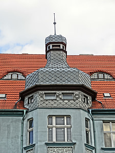 rua mickiewicza, Bydgoszcz, torreta, edifício, fachada, arquitetura, casa