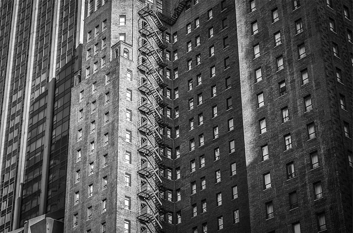 escala de grises, Foto, highrise, edificios, edificio, Apartamento, ciudad