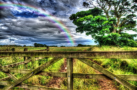 paesaggio, arcobaleno, HDR, campagna, rurale, bella, scenico