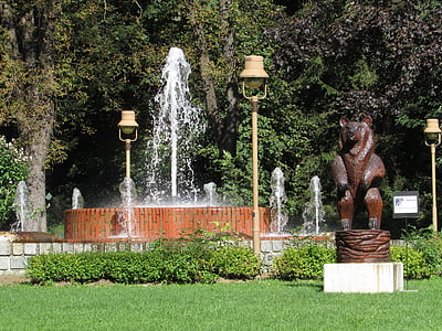 Park, hage, grønt landskap, skulptur, tre, carving, Østerrike