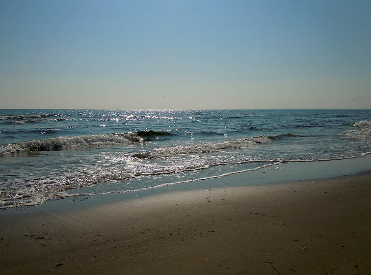 tôi à?, Bãi biển, buổi sáng ánh sáng, mùa hè, biển Baltic, làn sóng, bờ biển