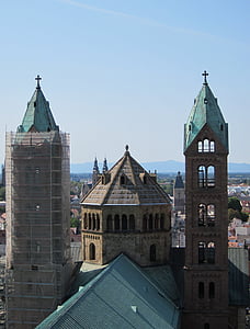 Speyer, katedrālē, ārpuse, arhitektūra, baznīca, Eiropa, Vācija