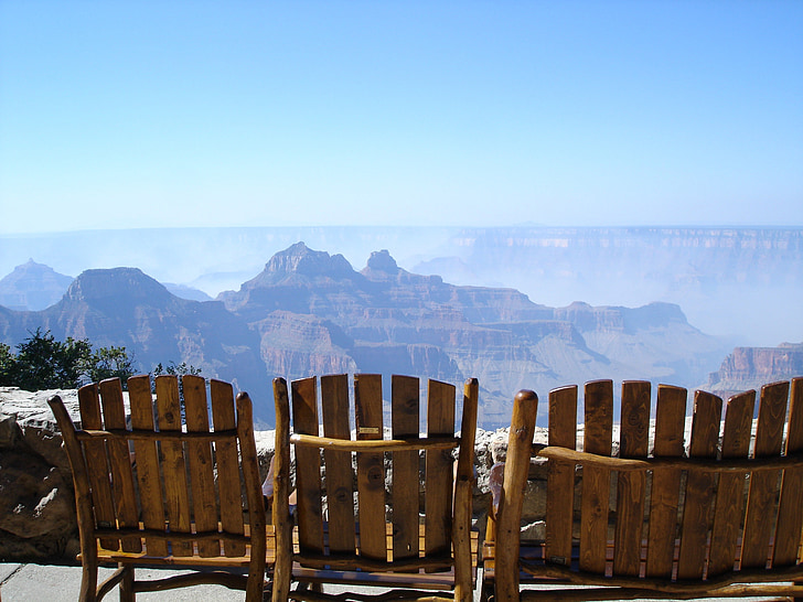Grand canyon, North rim lodge, Vista, koppla av, stol, landskap, vildmarken