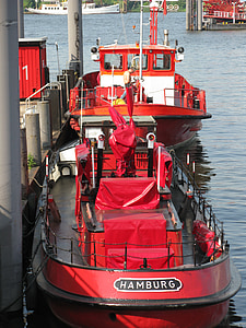 Hambourg, port, navire, marine marchande, conteneur, détresse, eau