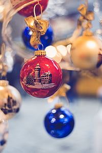desenfoque de, brillante, celebración, Navidad, bolas de Navidad, decoración de la Navidad, decorar