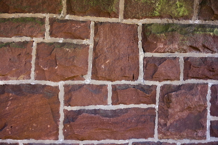 bakstenen muur, baksteen, zand steen, muur, natuursteen, textuur, structuur