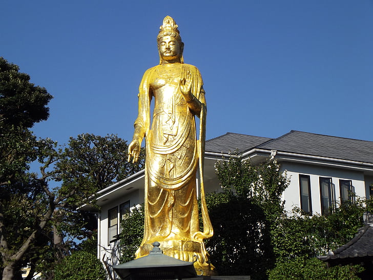 Budha, szobor, arany, buddhizmus, templom, szentély, Ázsia